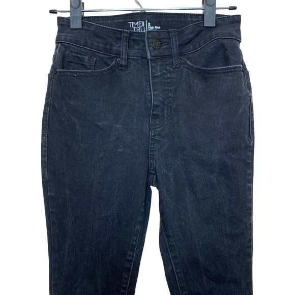Time and Tru High Rise Skinny Jeans Black Denim Casual Classic Women's Size 2 - Picture 6 of 9
